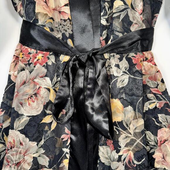 VTG 70’s L.A. Intimates Floral Satin Brocade Kimono Robe - M - Picture 2 of 7
